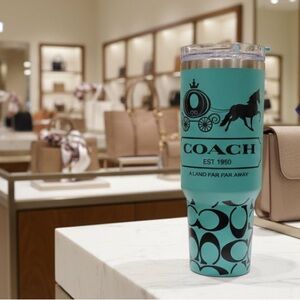 Coach Teal and Black Logo Tumbler